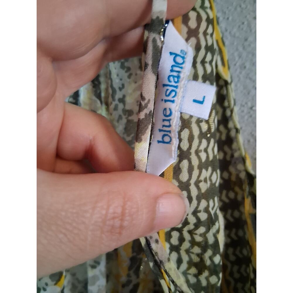 blue island Olive & Yellow Printed Boho Dress - Picture 9 of 9
